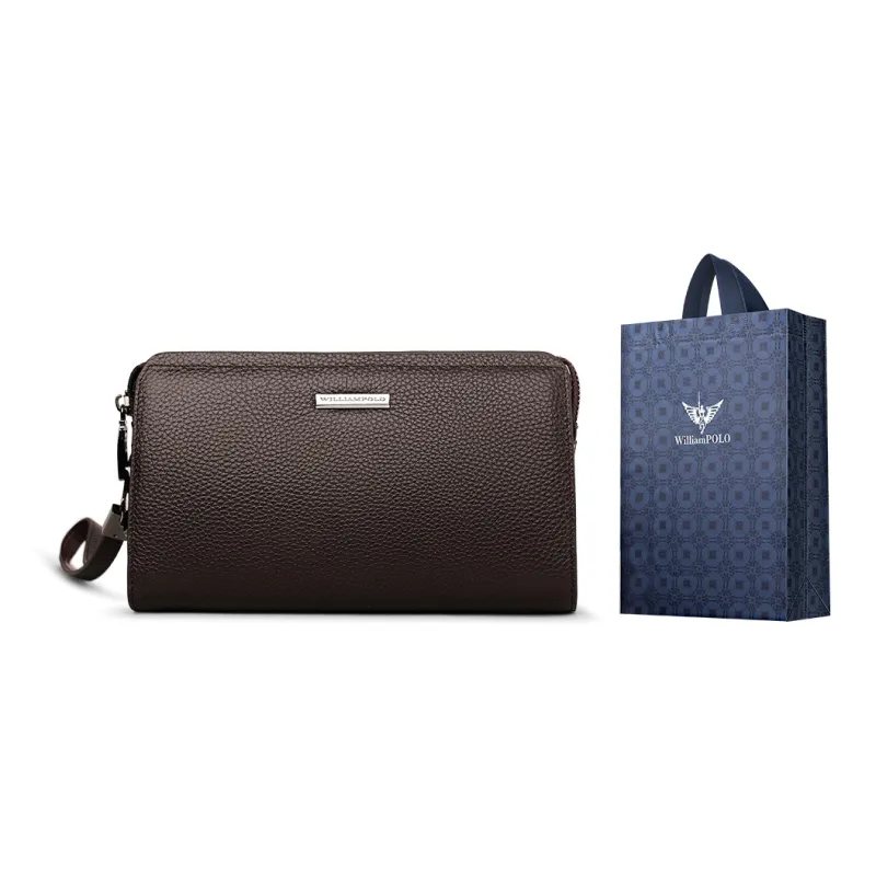 WilliamPOLO Top Grain Cow Leather Lock Design Clutch Large Size Men's Multicolor-14