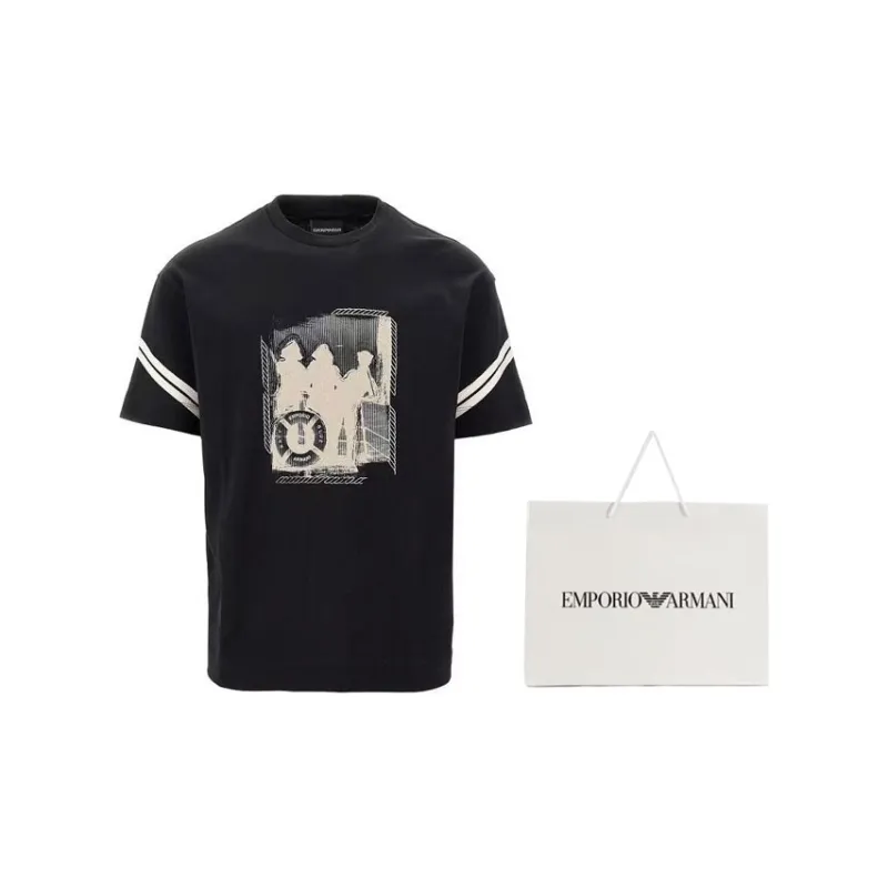 EMPORIO ARMANI Drop Shoulder Sleeve T Shirt Men's Black-2