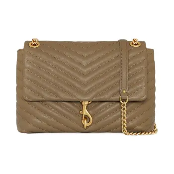REBECCA MINKOFF Edie Genuine Leather Shoulder Bag Women's Khaki