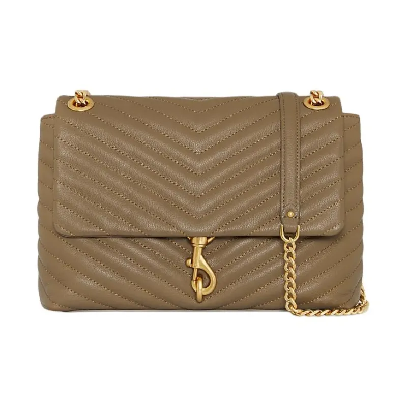 REBECCA MINKOFF Edie Genuine Leather Shoulder Bag Women's Khaki-0
