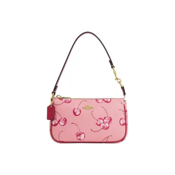 COACH Nolita Coated Canvas With Smooth Leather One Shoulder Handbags Small Size Women's Blossom Pink & Bright Purple