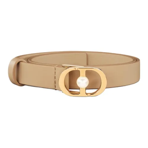 DIOR Logo Buckle Smooth Buckle Leather Belts Women's Brown 2CM