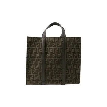FENDI Cow Leather Tote Bag Shopping Bag Shoulder Bag Crossbody Bag Handbag Men's Brown