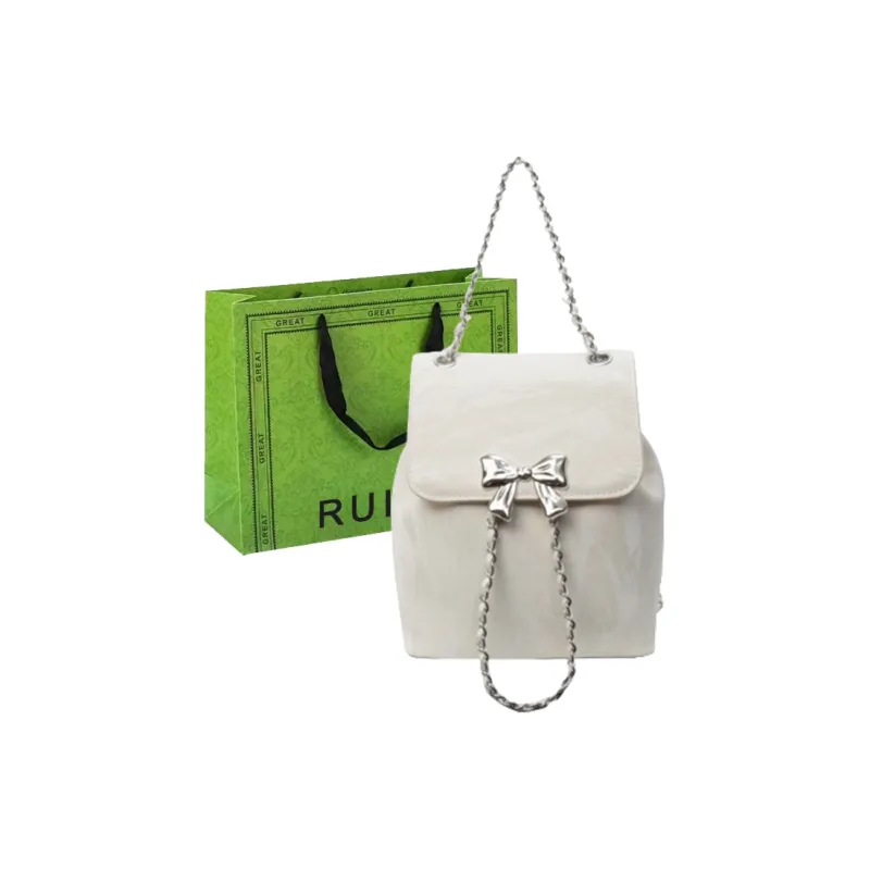 RUIPAI PU Backpack Women's Silver/Ecru/Green/Black-4