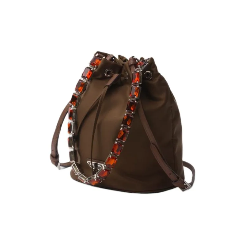 PRADA Recycled Nylon Bucket Bags Shoulder Bag Crossbody Bag Handbag Mini Women's Cocoa Brown-1