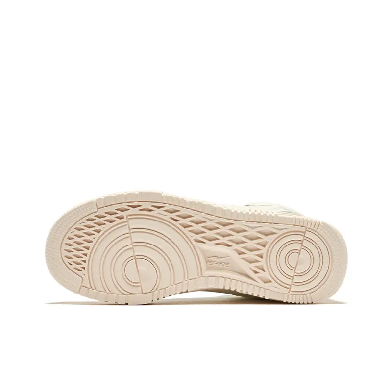 Erke Anti-Slip Wear-Resistant High-Top Skateboard Shoes Women's Ivory Sea Foam Green-4