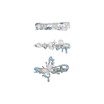 Kelanxi Alloy Hair Clips Women's Silver Blue