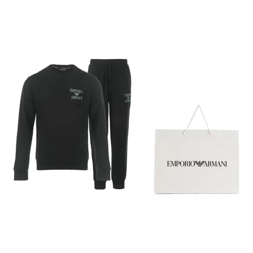 EMPORIO ARMANI▼コットンミックス ロゴ フードスウェットシャツ EMPORIO ARMANI Sweatshirt Sets Men - POIZON