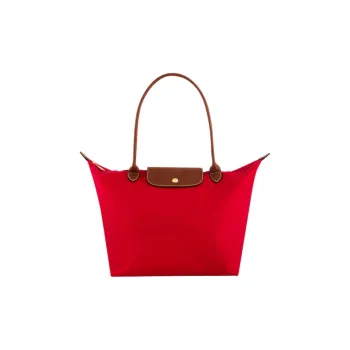 LONGCHAMP Le Pliage Nylon With Calfskin Tote Bag, Shopping Bag, Handbag Tubas Women's Red