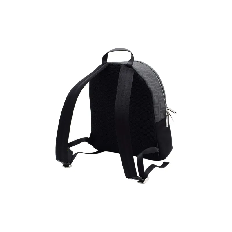 FENDI Artificial Leather Backpack Men's Black/Gray Color/Yellow-3