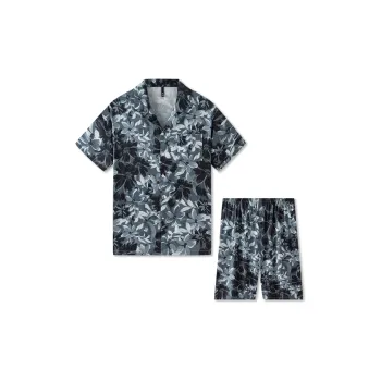 Good Fortune Pajama Set Men's Black Gray Color