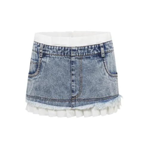 JAC FLEURANT Denim Short Skirts Women's Blue