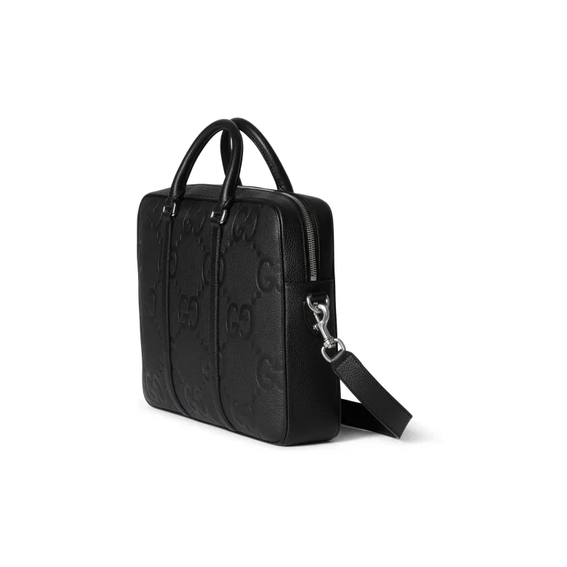 GUCCI Leather One Shoulder Crossbody Portable Briefcase Tubas Men's Black-2