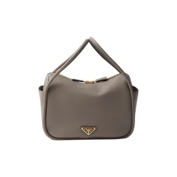 PRADA Grained Leather Shoulder Bag Crossbody Bag Handbag Women's Clay Color