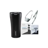 Luxury Style Black+Gray Cup Sleeve+Extension Lid+Tea Strainer