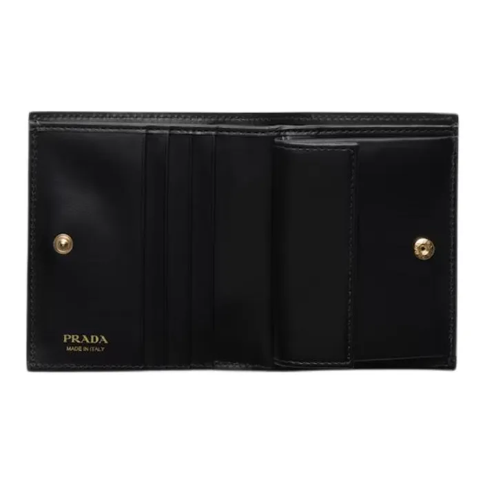 PRADA Saffiano Leather Wallet Trumpets Women's Black & Multicolor-3