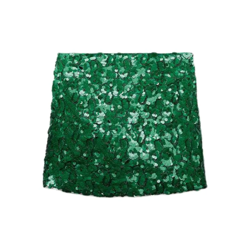 ZARA Casual Short Skirts Women's Green-1