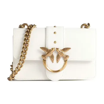 PINKO SIMPLY Cow Leather Bird Bag, Swallow Bag, Shoulder Bag, Crossbody Bag Mini Women's White