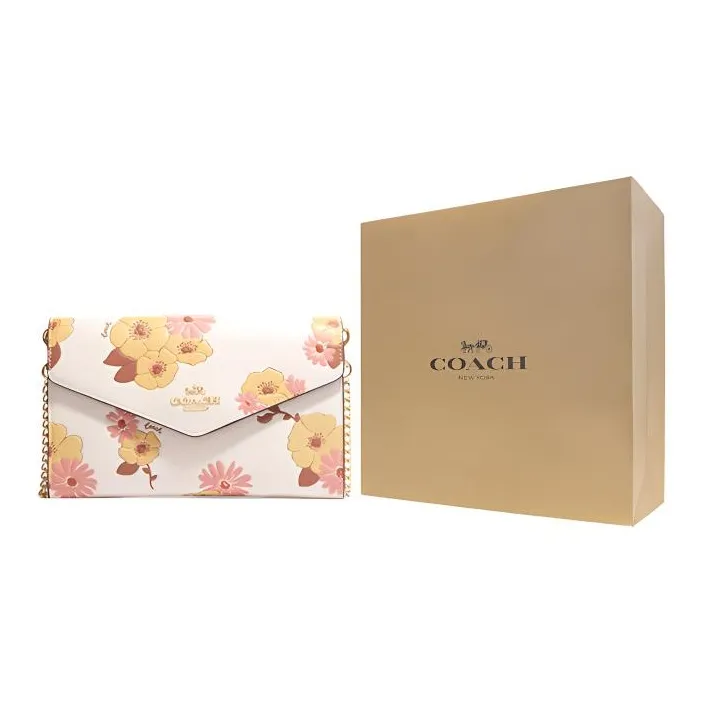 COACH Envelope Leather Envelope Bag Clutch Wallet Small Size Women's White-4