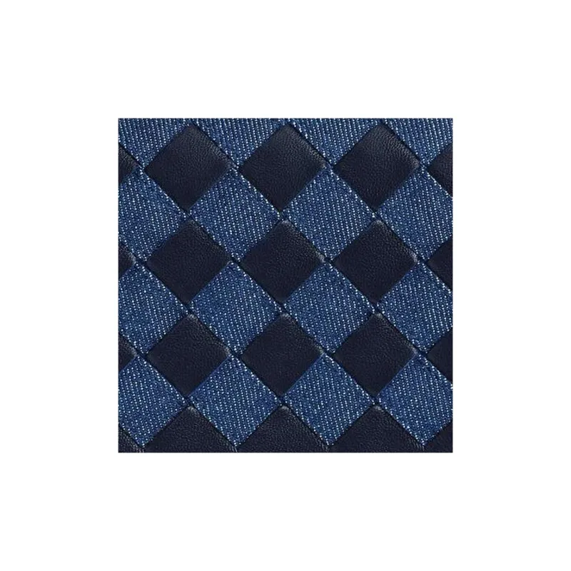 Bottega Veneta Calfskin With Denim Wallet Large Size Women's Abyss & Indigo-4