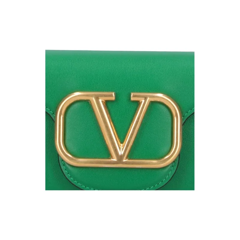 Valentino Locò Leather Crossbody Bag Shoulder Bag Women's Green-4