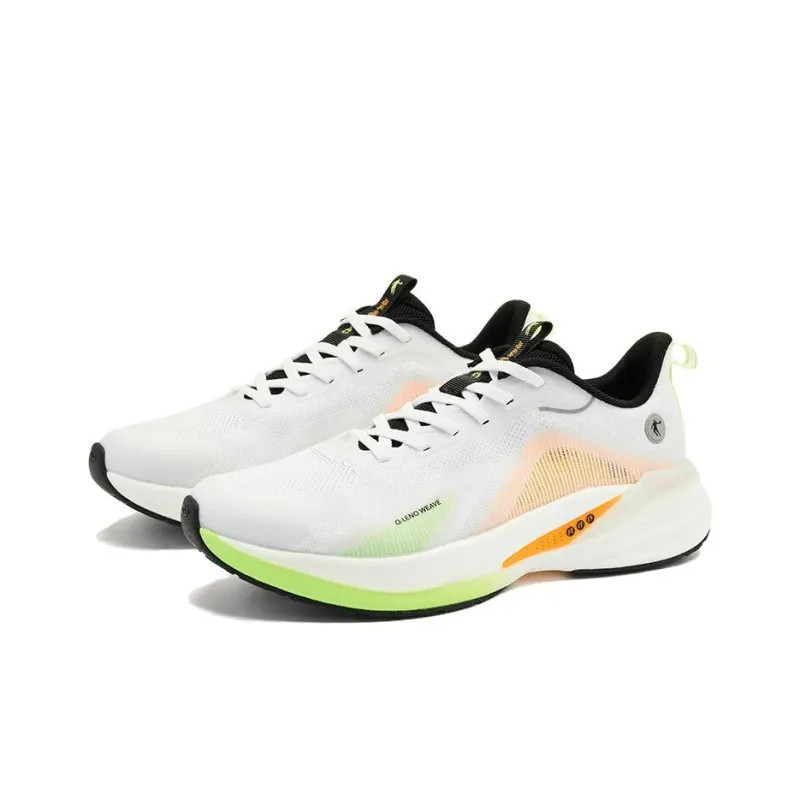 QIAODAN Windy 13 Anti-Slip Wear-Resistant Low-Top Running Shoes Men's White Orange-2