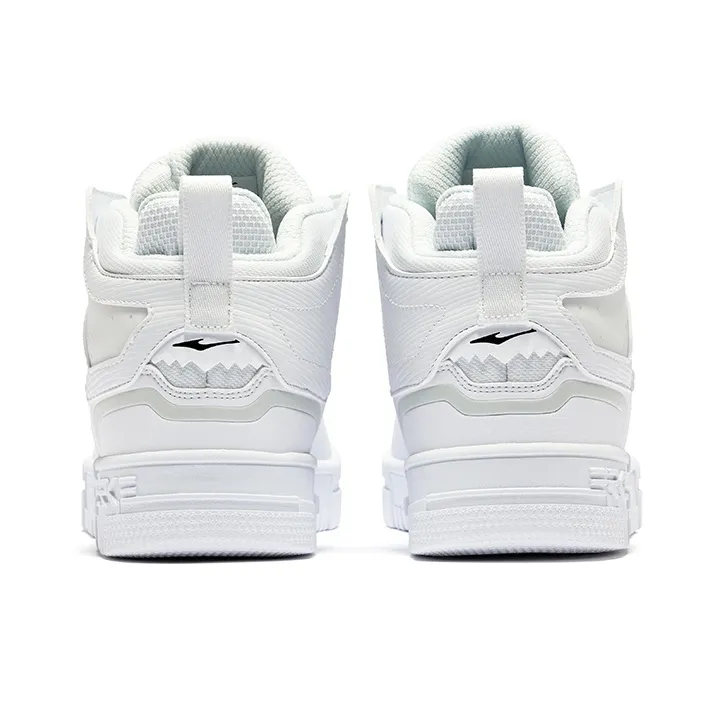 Erke Wear Resistant Slip Resistant High Top Skateboard Shoes Men's True White Jet Black-3