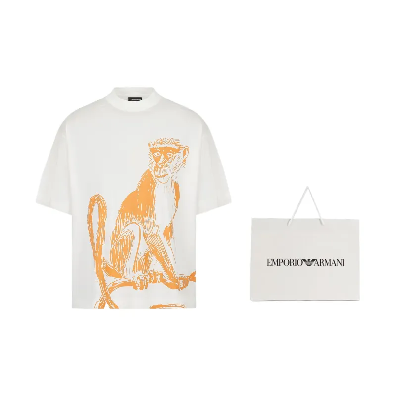 EMPORIO ARMANI T Shirt Men's White Orange-1