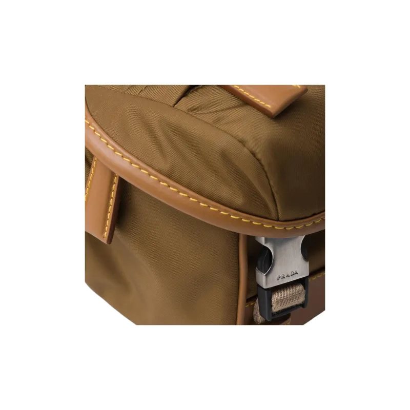 PRADA Recycled Nylon With Leather Crossbody Bag, Shoulder Bag Men's Cork Beige-4