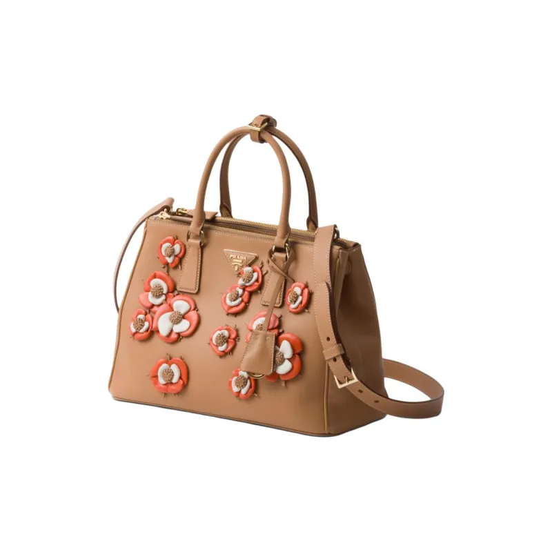 PRADA Galleria Killer Bag Nappa Leather Shoulder Bag Crossbody Bag Handbag Large Size Women's Natural Multicolor Orange-1