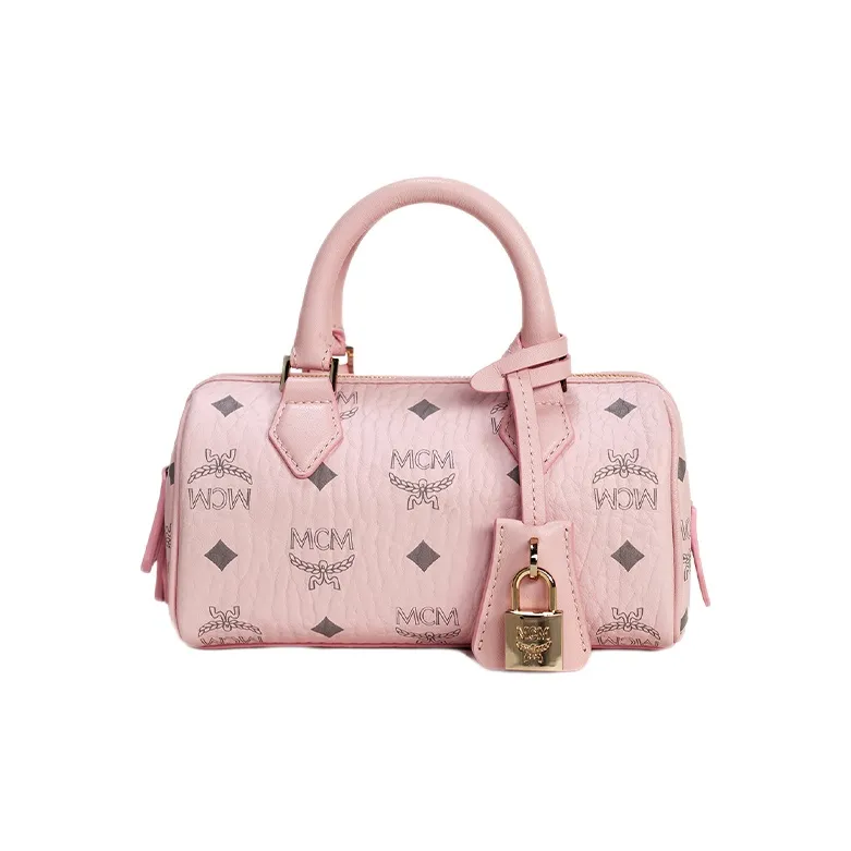MCM Leather Crossbody Bag Mini Women's Light Mist Pink-0