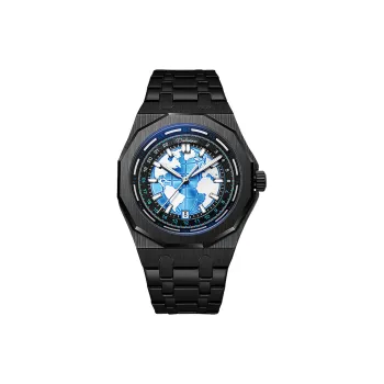 COJR &Dunlunwe Collaboration, Earth Collection Automatic Mechanical Movement Metal Strap Watch Men's Watches Blue Dial