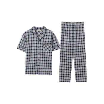 AUTUMNDEER Pajama Set Men's Dark Royal Blue