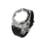 Sand Silver Steel Case+Black Strap+Silver Butterfly Clasp+Tool