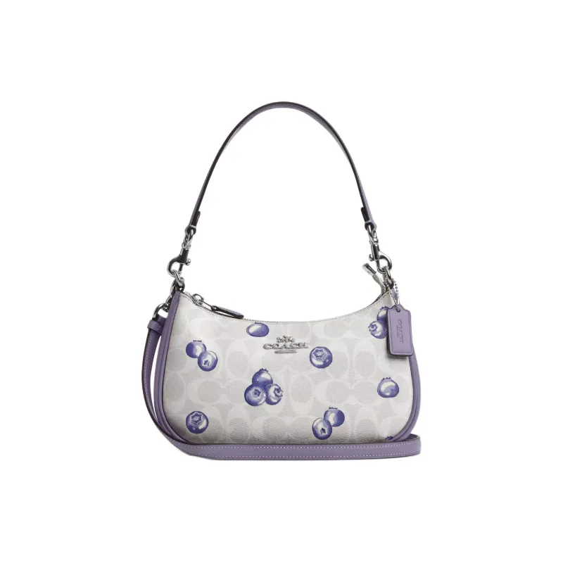COACH Teri Blueberry Print Shoulder Bags Light Violet-0