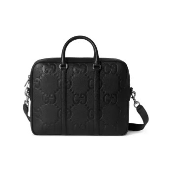 GUCCI Leather One Shoulder Crossbody Portable Briefcases Large Size Men's Black