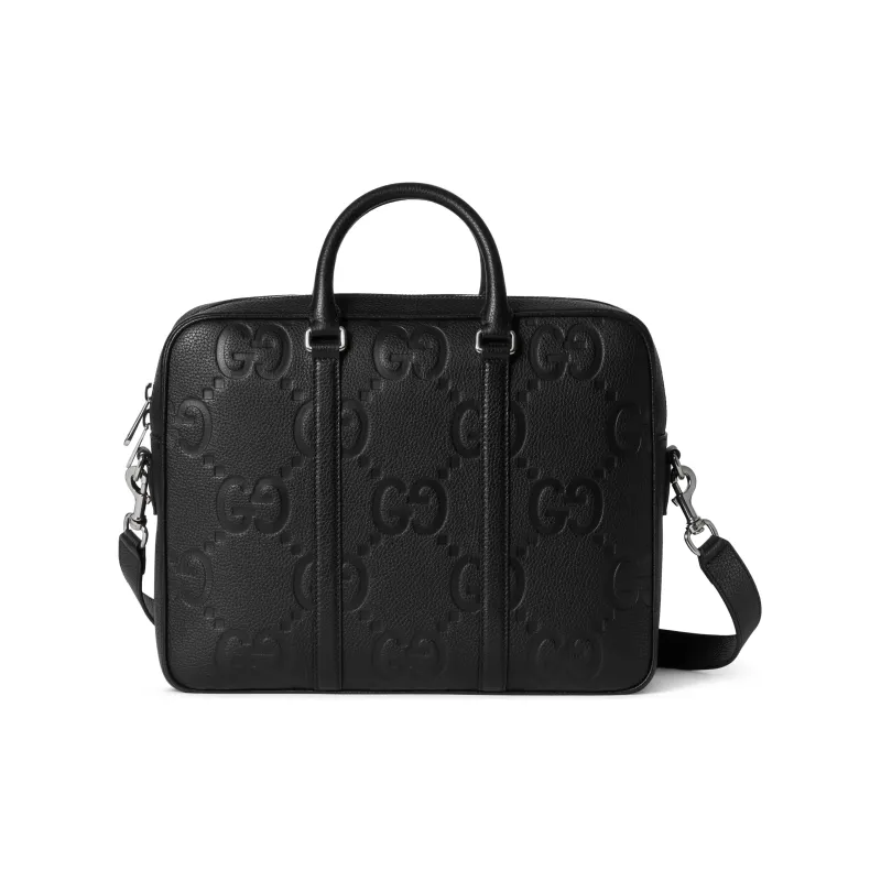 GUCCI Leather One Shoulder Crossbody Portable Briefcase Tubas Men's Black-0
