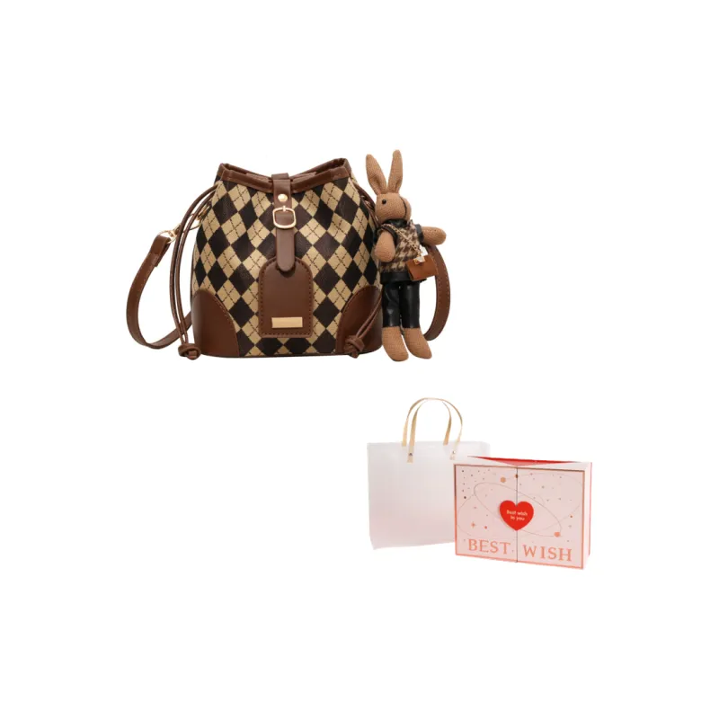 NOMK Woolen Bucket Bag Crossbody Bag Shoulder Bag Shoulder Bag Regular Women's Black/Coffee-19