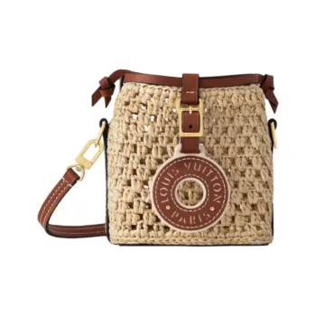 LOUIS VUITTON NOE Leather Trim Bucket Bags Shoulder Bag Crossbody Bag Women's Brown & Natural