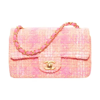 CHANEL Classic Flap CF Twill Soft Woolen Flap Bag, Shoulder Bag, Crossbody Bag Women's Orange Pink