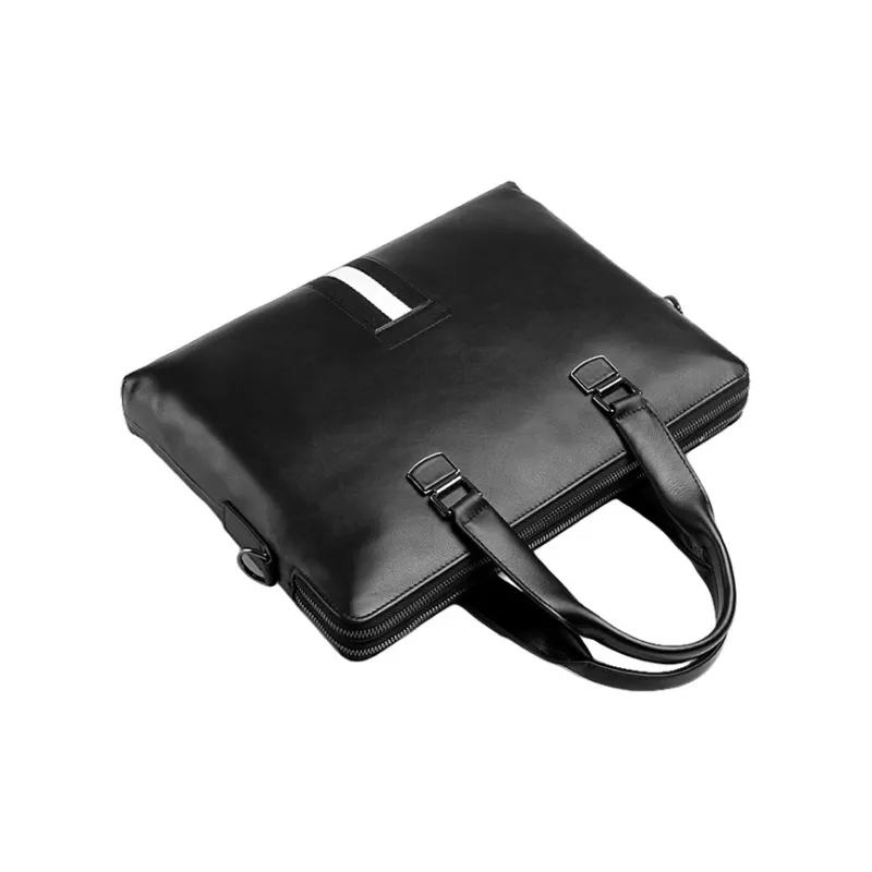 PULUWIRR Cow Leather Shoulder Bag, Crossbody Bag, Handbag Unisex Black-2