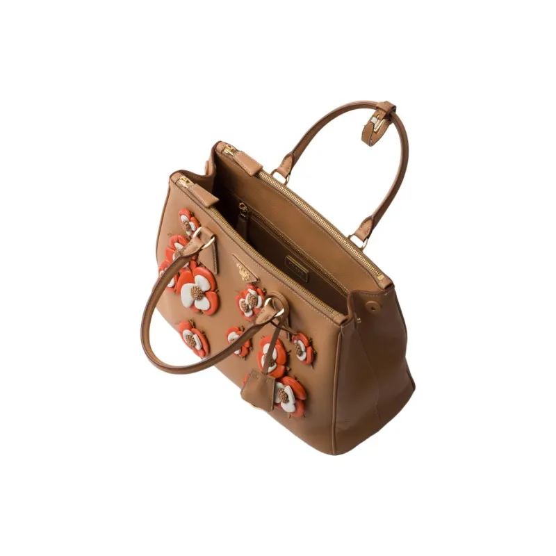 PRADA Galleria Killer Bag Nappa Leather Shoulder Bag Crossbody Bag Handbag Large Size Women's Natural Multicolor Orange-3