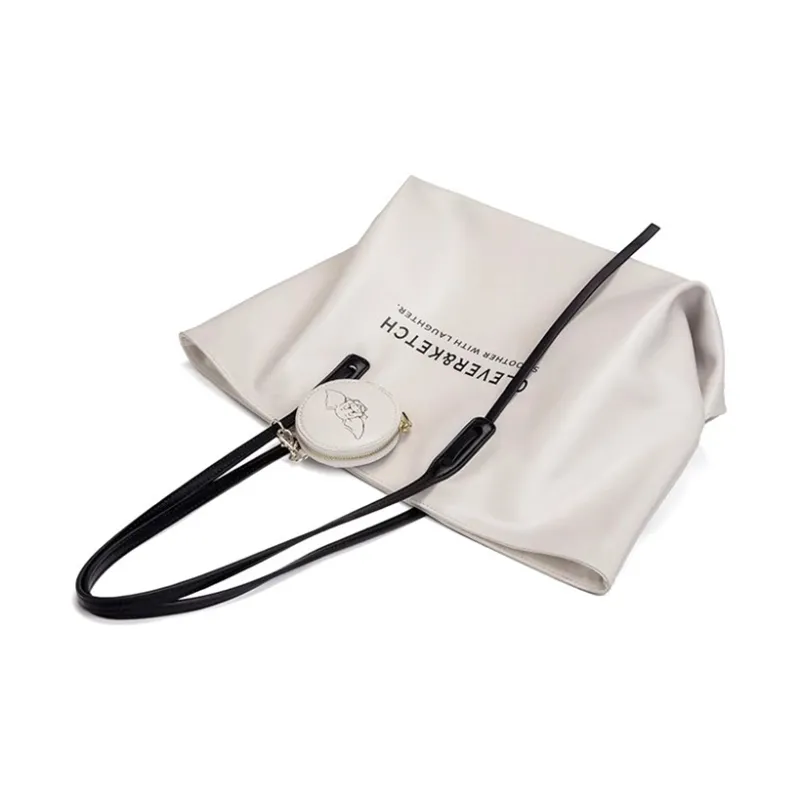 CLEVER& KETCH PU Shoulder Bag, Handbag, Tote Combo Bag Women's Ecru/Black/Khaki-3