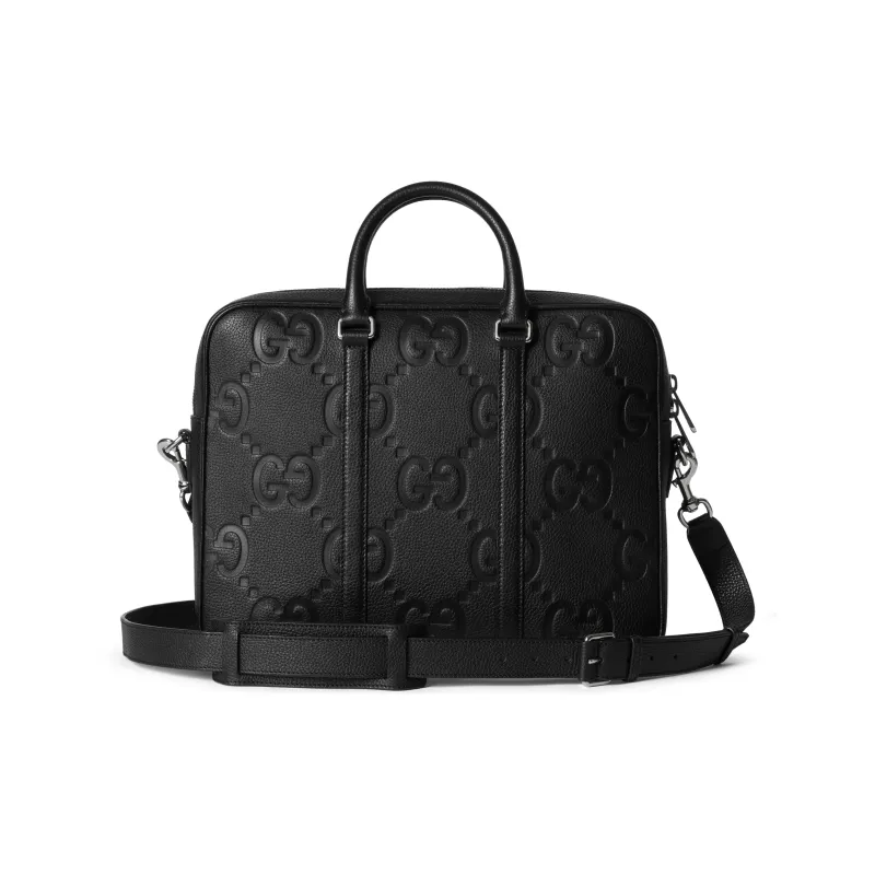GUCCI Leather One Shoulder Crossbody Portable Briefcase Tubas Men's Black-1