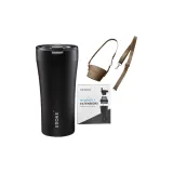Luxury Style Black+Brown Cup Sleeve+Extendable Lid