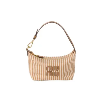 MIU MIU Spirit Fabric Handbag, Shoulder Bag Mini Women's Tan With Caramel