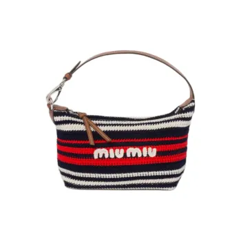 MIU MIU Leather Handbag Women's Blue & Red & White