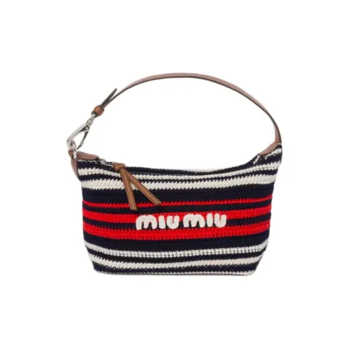 MIU MIU Leather Handbag Women's Blue & Red & White