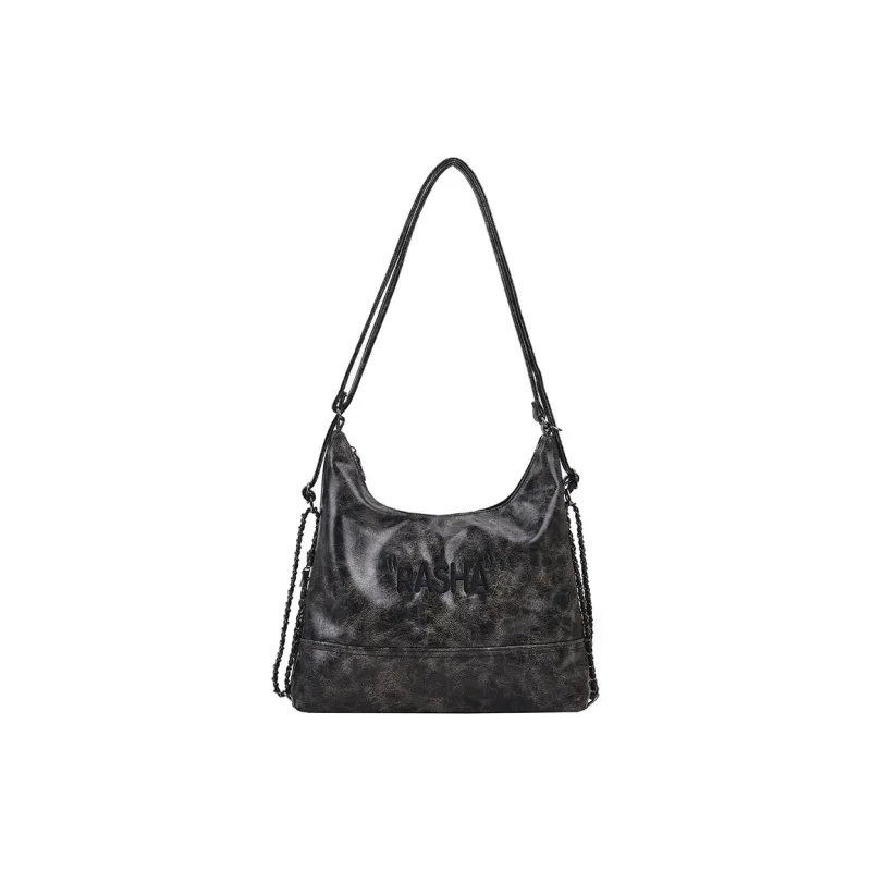 CORE BIRD PU Shoulder Bag Medium Size Women's Black/Coffee-5