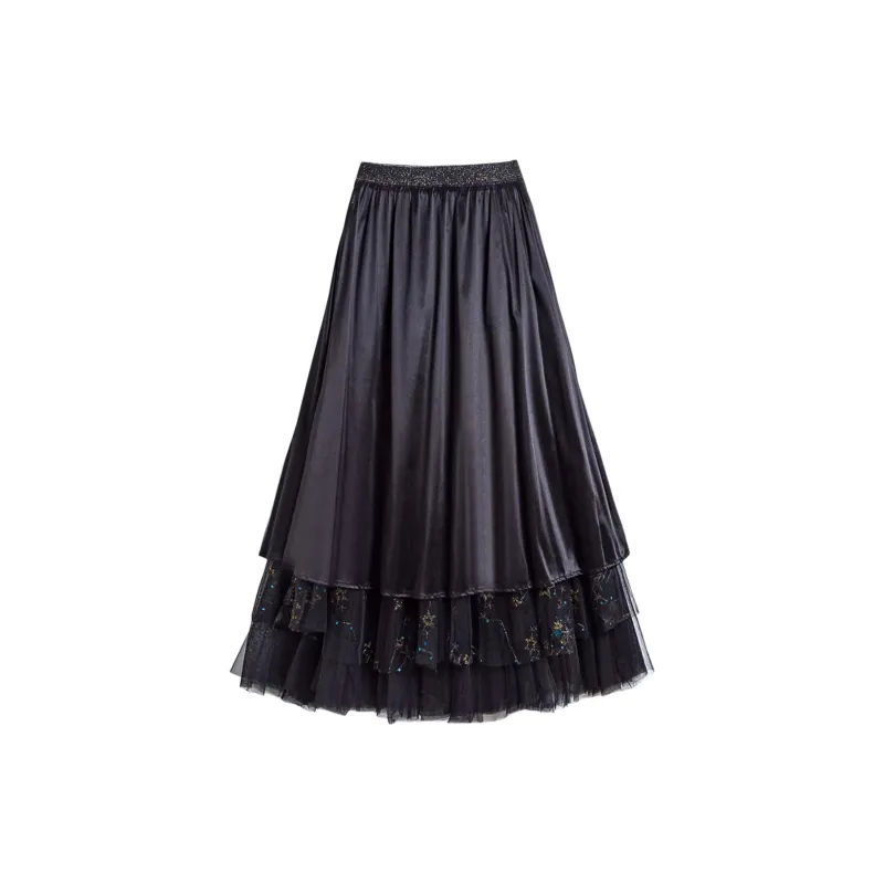 Benhou Casual Long Skirt Women's Black-1